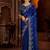 Royal blue jimmy choo zari butti work embellished wedding wear saree