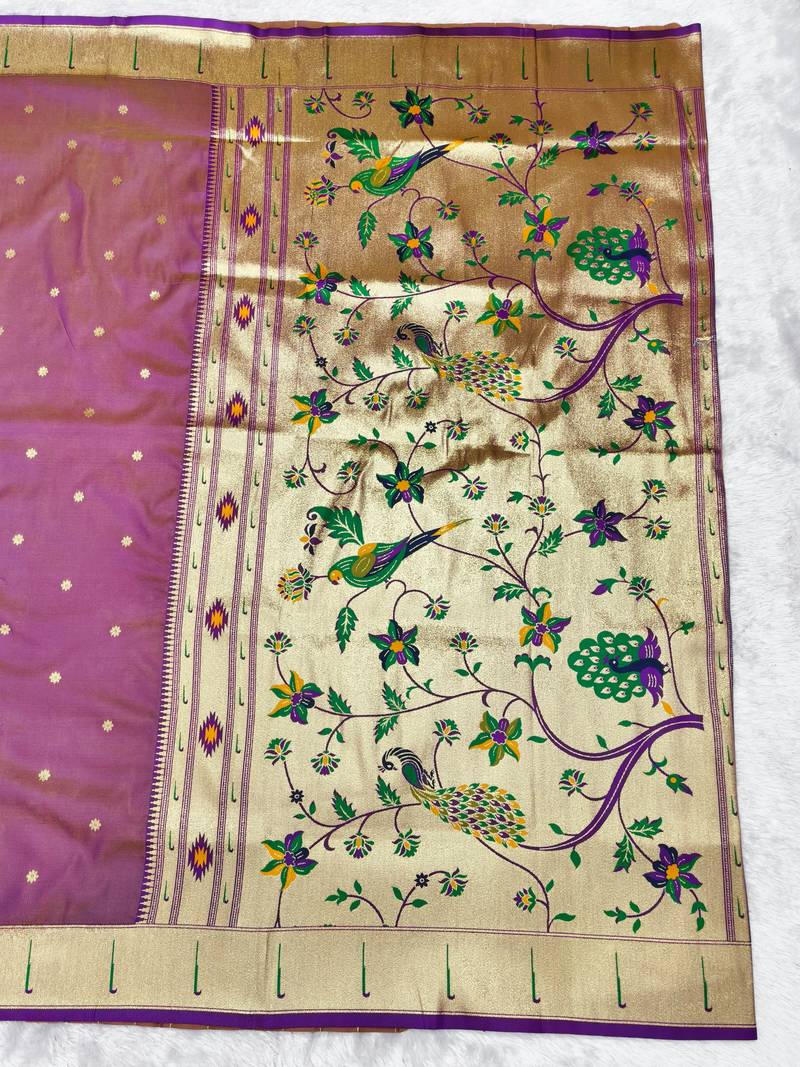 Gajri zari woven paithani silk traditional saree with swarovski blouse piece