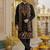 Black embroidered & sequence work silk blend straight kurta set