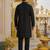 Black embroidered & sequence work silk blend straight kurta set