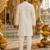 White embroidered & sequence work silk blend straight kurta set