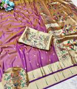 Gajri zari woven paithani silk traditional saree with swarovski blouse piece