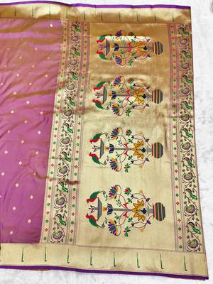 Gajri zari woven paithani silk traditional saree with swarovski blouse piece 2