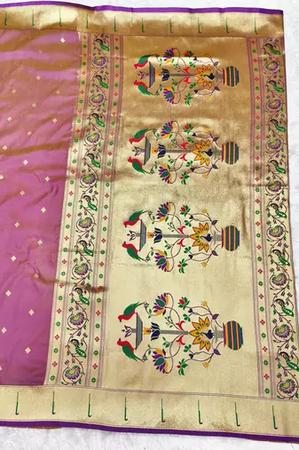 Gajri zari woven paithani silk traditional saree with swarovski blouse piece