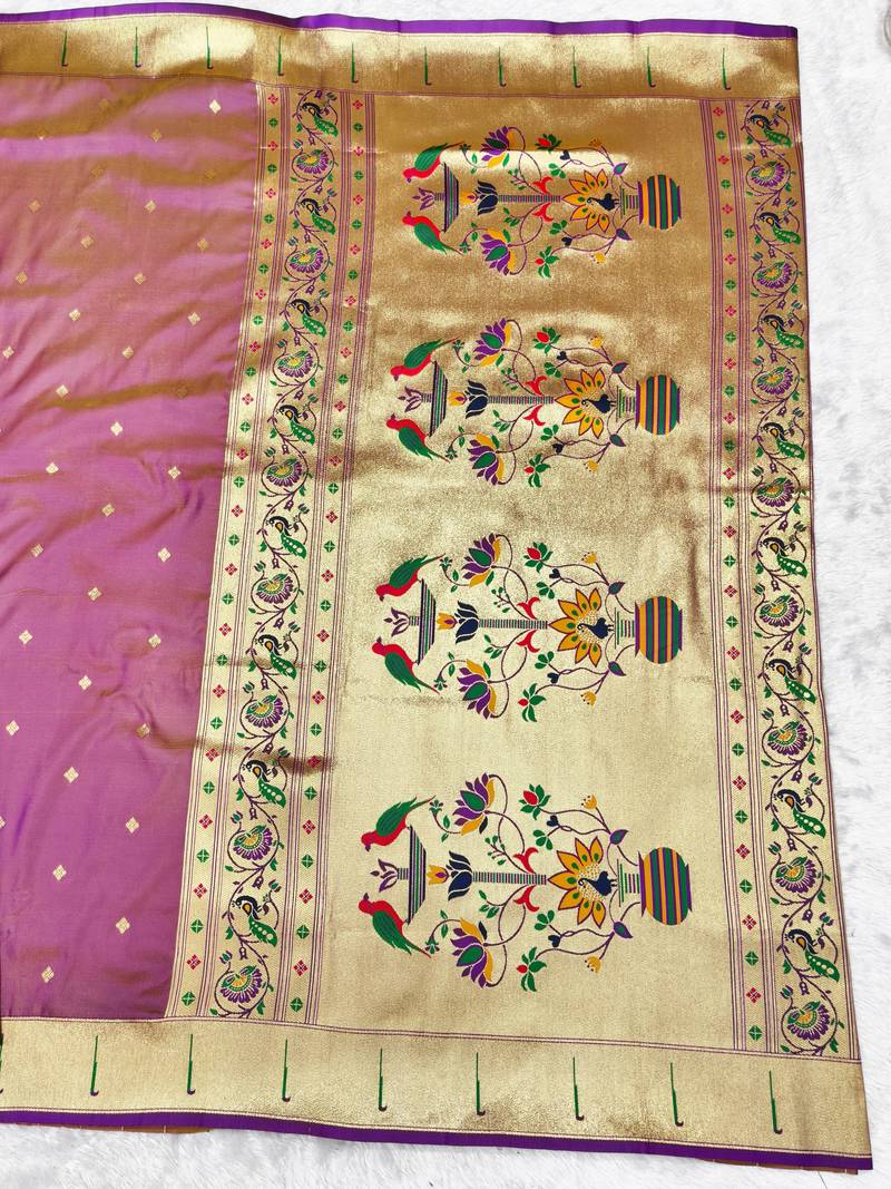 Gajri zari woven paithani silk traditional saree with swarovski blouse piece