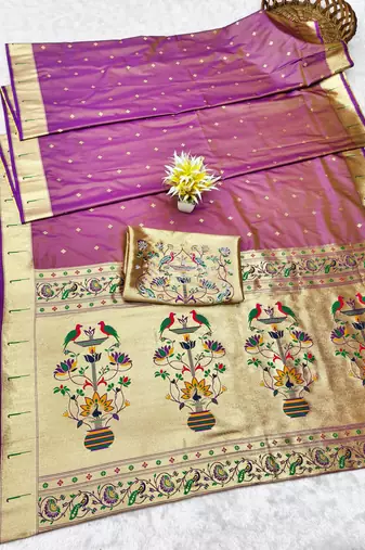 Gajri zari woven paithani silk traditional saree with swarovski blouse piece