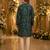 Teal printed silk blend straight kurta