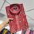 Red printed silk blend straight kurta