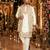White embroidered & sequence work silk blend straight kurta set
