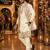 White embroidered & sequence work silk blend straight kurta set