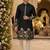 Black embroidered & sequence work silk blend straight kurta