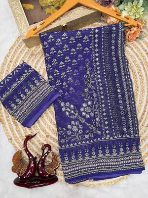 Purple Color Beautiful katdana and real mirror work Fox Georgette Saree 3
