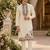 Cream embroidered & sequence work silk blend straight kurta set