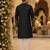 Black embroidered & sequence work silk blend straight kurta