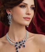 purple stone bridal jewellery set: silver plated cz necklace and earrings