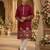 Red embroidered & sequence work silk blend straight kurta