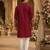 Red embroidered & sequence work silk blend straight kurta