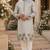 Light grey embroidered & sequence work silk blend straight kurta