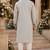 Light grey embroidered & sequence work silk blend straight kurta