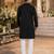 Black embroidered & sequence work silk blend straight kurta