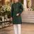 Green embroidered & sequence work silk blend straight kurta