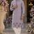 Lavender embroidered & sequence work silk blend straight kurta