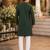 Green embroidered & sequence work silk blend straight kurta