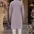 Lavender embroidered & sequence work silk blend straight kurta