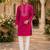 Pink embroidered & sequence work silk blend straight kurta