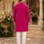Pink embroidered & sequence work silk blend straight kurta