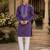 Purple embroidered & sequence work silk blend straight kurta