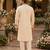 Cream embroidered & sequence work silk blend straight kurta