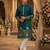 Teal embroidered & sequence work silk blend straight kurta