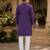 Purple embroidered & sequence work silk blend straight kurta
