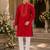 Red embroidered & sequence work silk blend straight kurta