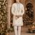 Cream embroidered & sequence work silk blend straight kurta