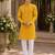 Yellow embroidered & sequence work silk blend straight kurta