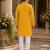 Yellow embroidered & sequence work silk blend straight kurta