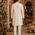 Cream embroidered & sequence work silk blend straight kurta
