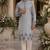 Grey embroidered & sequence work silk blend straight kurta