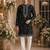 Black embroidered & sequence work silk blend straight kurta