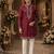 Maroon embroidered & sequence work silk blend straight kurta