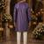 Purple embroidered & sequence work silk blend straight kurta