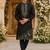 Black embroidered & sequence work silk blend straight kurta set