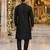Black embroidered & sequence work silk blend straight kurta set