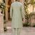 Green embroidered & sequence work silk blend straight kurta set