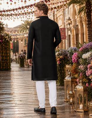 Black original mirror work viscos silk blend straight kurta 2