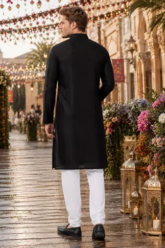 Black original mirror work viscos silk blend straight kurta