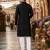 Black original mirror work viscos silk blend straight kurta