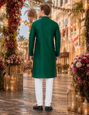 Green original mirror work viscos silk blend straight kurta 2